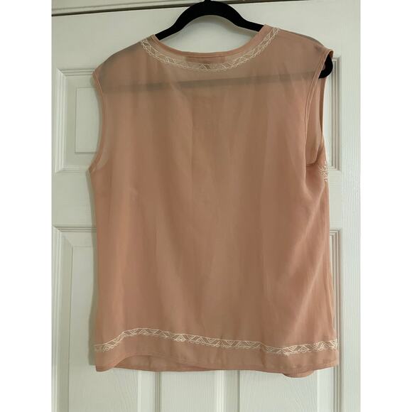 Champagne & Strawberry sleeveless peach and white embroidered top medium - Picture 6 of 8
